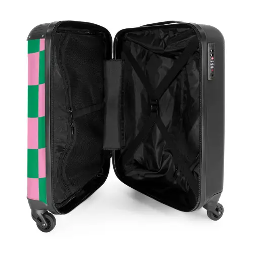 Squares - Groen/roze NBS - Handbagage koffer - Kinderen Unisex middel -binnenkant
