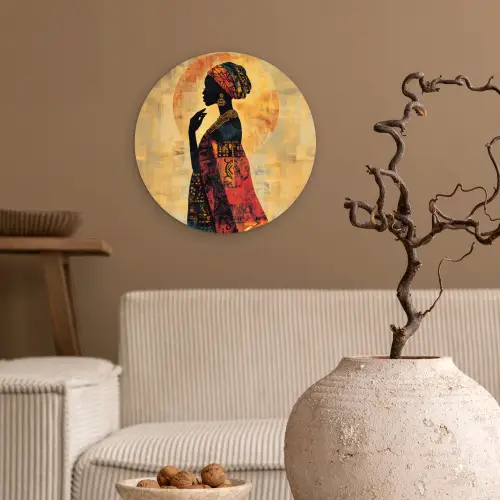 Vrouw - Silhouet - Patronen - Sierlijk Wandcirkel plexiglas klein -sfeer1