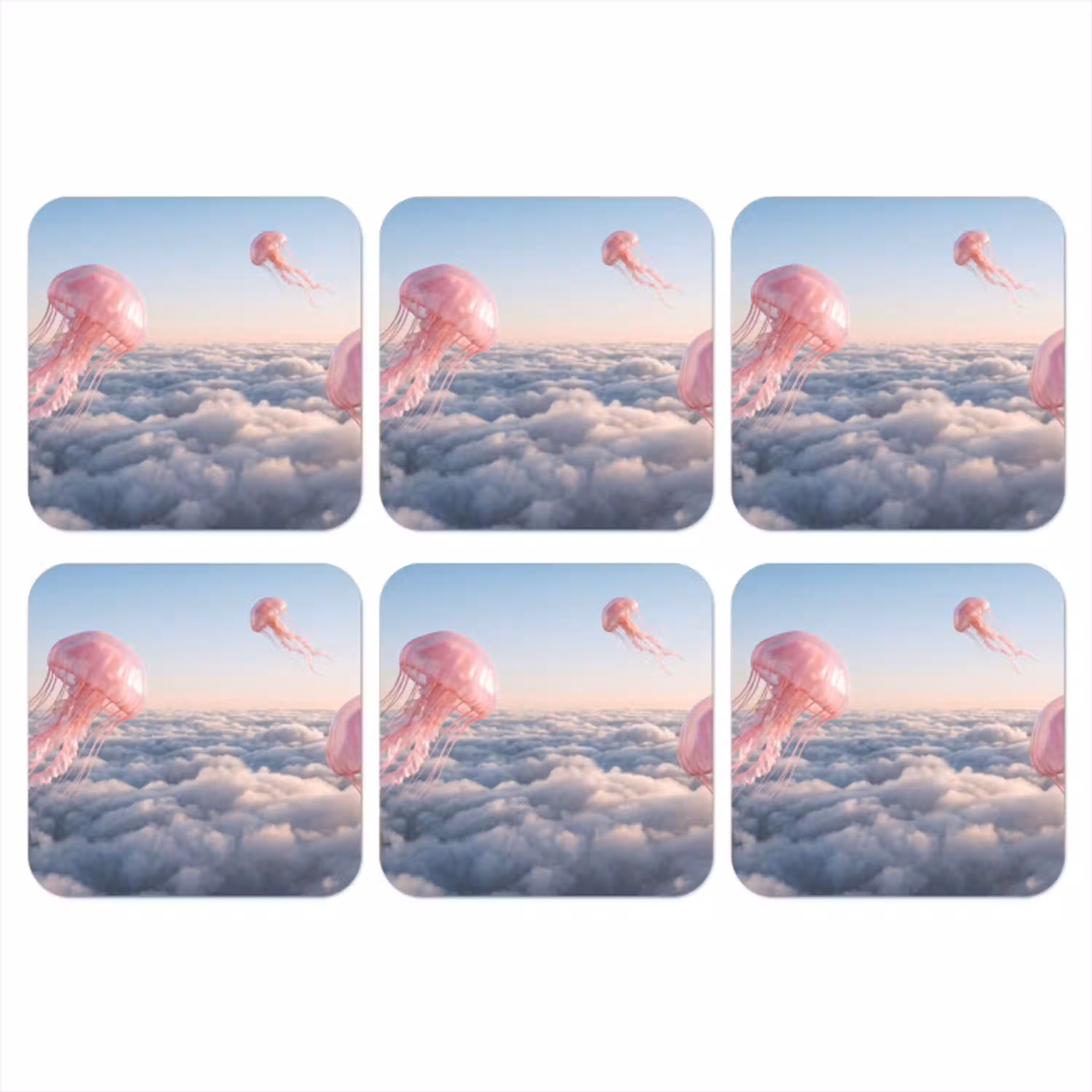 Roze dier - Wolken onderzetter kurk middel -3d
