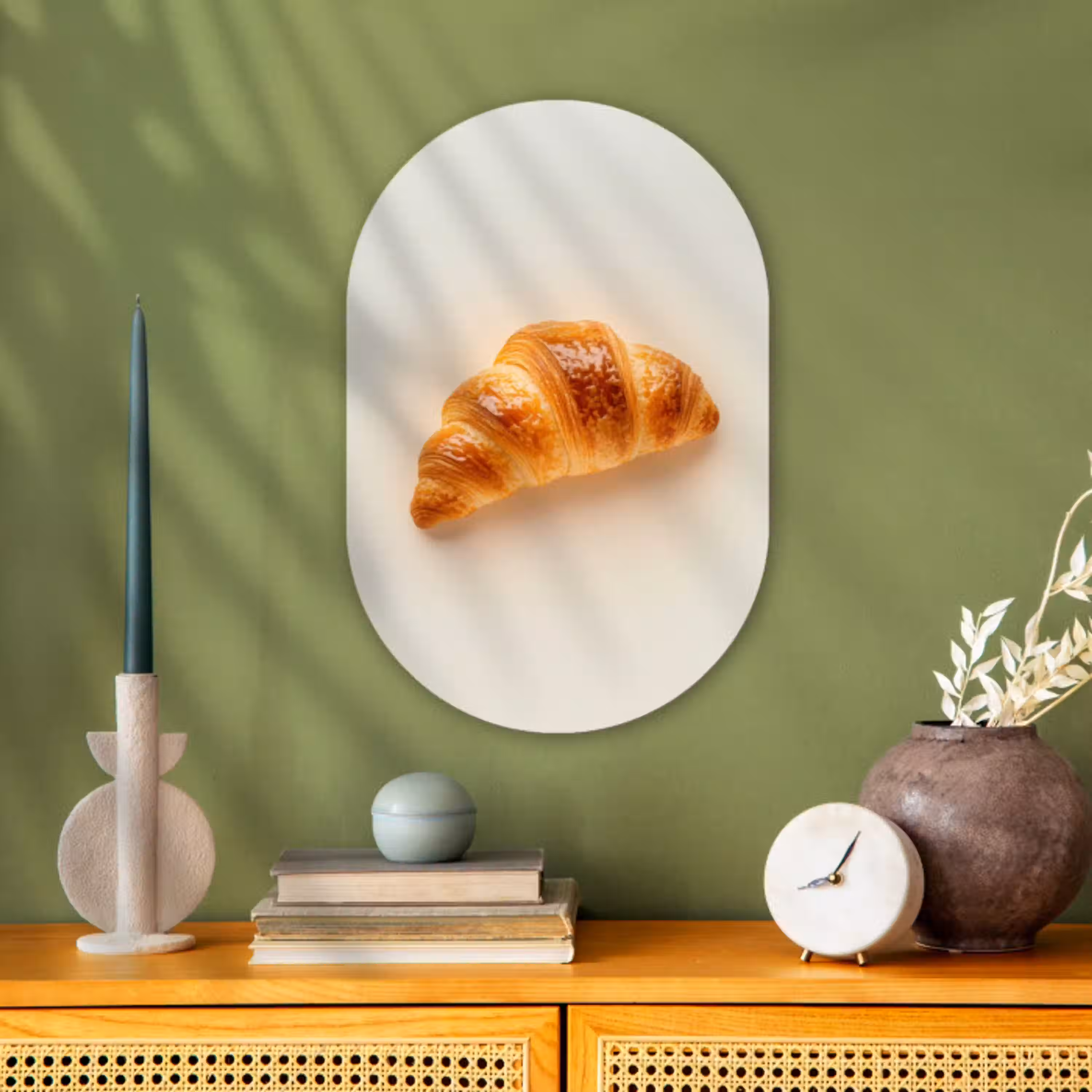 Croissant - Brood - Beige Wandcirkel Ovaal Forex klein -sfeer2