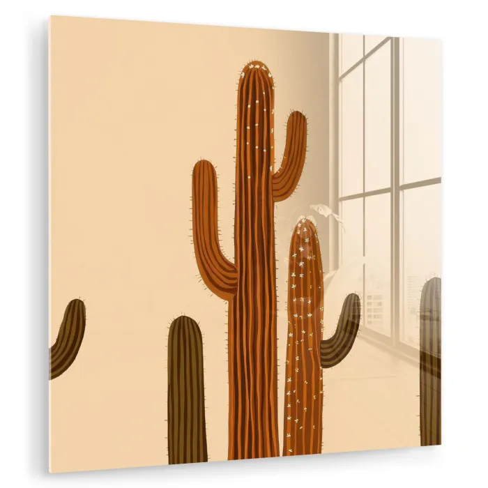 Cactus - Woestijn - Zand - Bruin plexiglas 5mm klein -zzzproduct_nieuw