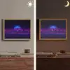 Skyline - Zon - Neon - Rasterpatroon Light Box met batterij (Wandlamp) middel -sfeer3