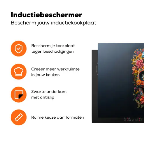 Bloemen - Kleurrijk - Schedel Inductie beschermer vinyl 3mm klein -zzzzzzz-td-ups