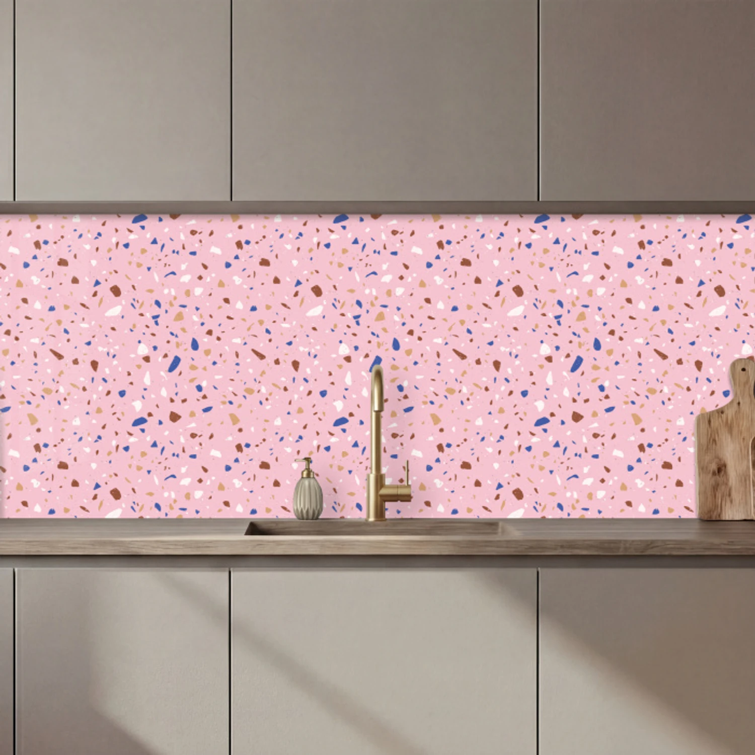 Terrazzo -  Patroon - Kleurrijk - Roze keuken achterwand 2 middel 871 zz_3dshopping