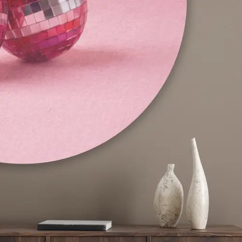 Disco - Kersen - Roze Akoestische PET Vilt - Rond klein -sfeer5_closeup