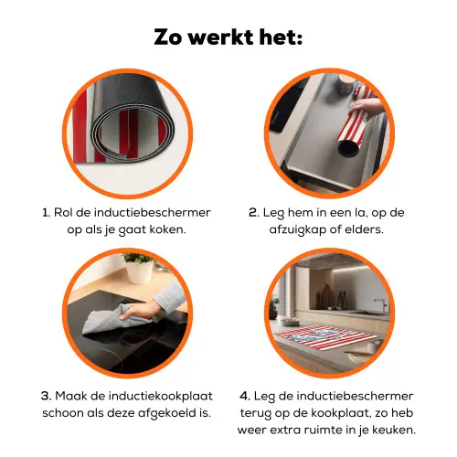 Vissen - Verticale strepen - Blauw - Rood Inductie beschermer vinyl 3mm klein -zzzzzzz-td-werking