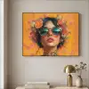 Vrouw - Bloemen - Aesthetic - Oranje Textielframe zwart klein -sfeer2