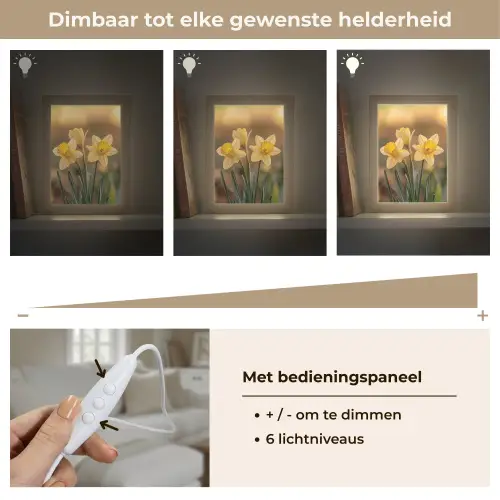 Bloemen - Geel - Wazig Light Box met kabel (Tafellamp) klein -USP_dimbaarNL