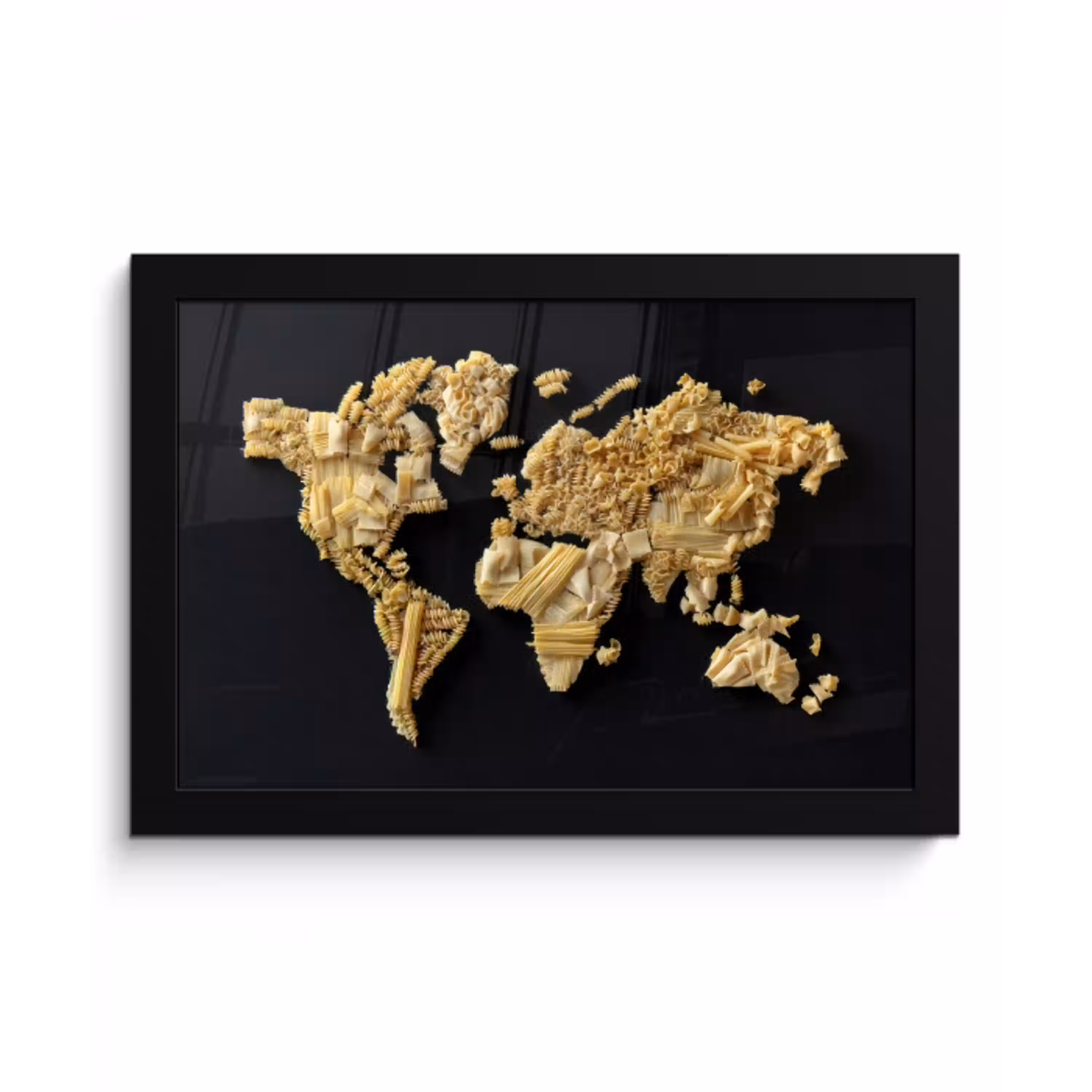 Wereldkaart - Pasta - Zwart fotolijst zwart zonder passe partout klein -3d