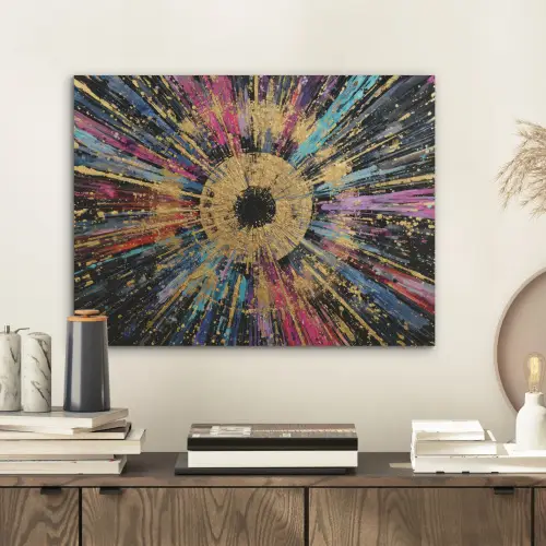 Explosie - Goud - Kleurrijk - Abstract PET vilt klein -sfeer1