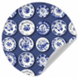 Borden - Floraal - Blauw Wandcirkel behangsticker klein 186 -3d
