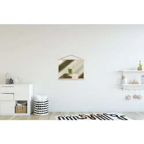 Matcha - Glas - Groen - Minimalistisch textielposter latten blank klein -kinderkamer