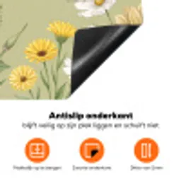 Botanisch - Bloemen - Kleurrijk Inductie beschermer vinyl 3mm klein -zzzzzzz-td-onderkant