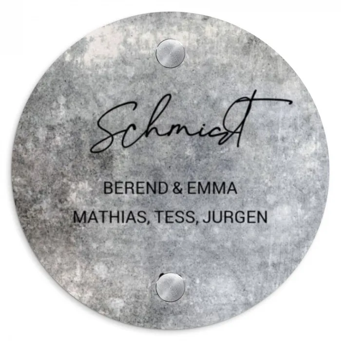 Beton - Sierlijk Naambord Rond klein -3d