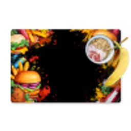 Fastfood - Graffiti - Hamburger - Eten - Modern Placemat vinyl groot -zzzproduct_Kitchenyeah-website