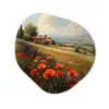 Klaprozen - Rood - Heuvels - Landschap Wandcirkel Organisch Aluminium middel -3d