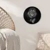Leeuw - Dieren - Zwart - Wit Wandcirkel kunststof plaat 5mm dik klein -sfeer5