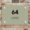 Olijfgroen met stippen - Modern Naambord Rechthoek middel -sfeer3