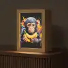 Aap - Graffiti - Kleurrijk - Bananen - Modern Light Box met kabel (Tafellamp) klein -z3d_website