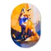 Vos - Oranje - Vormen - Abstract Wandcirkel Ovaal Glas middel -3d