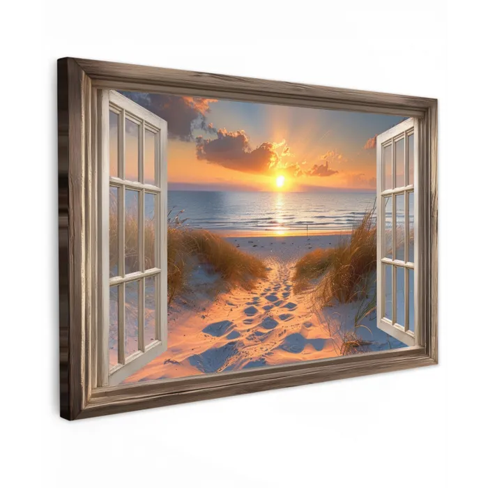 Doorkijk - Strand - Duinen - Zonsondergang canvas 2cm klein -z3d