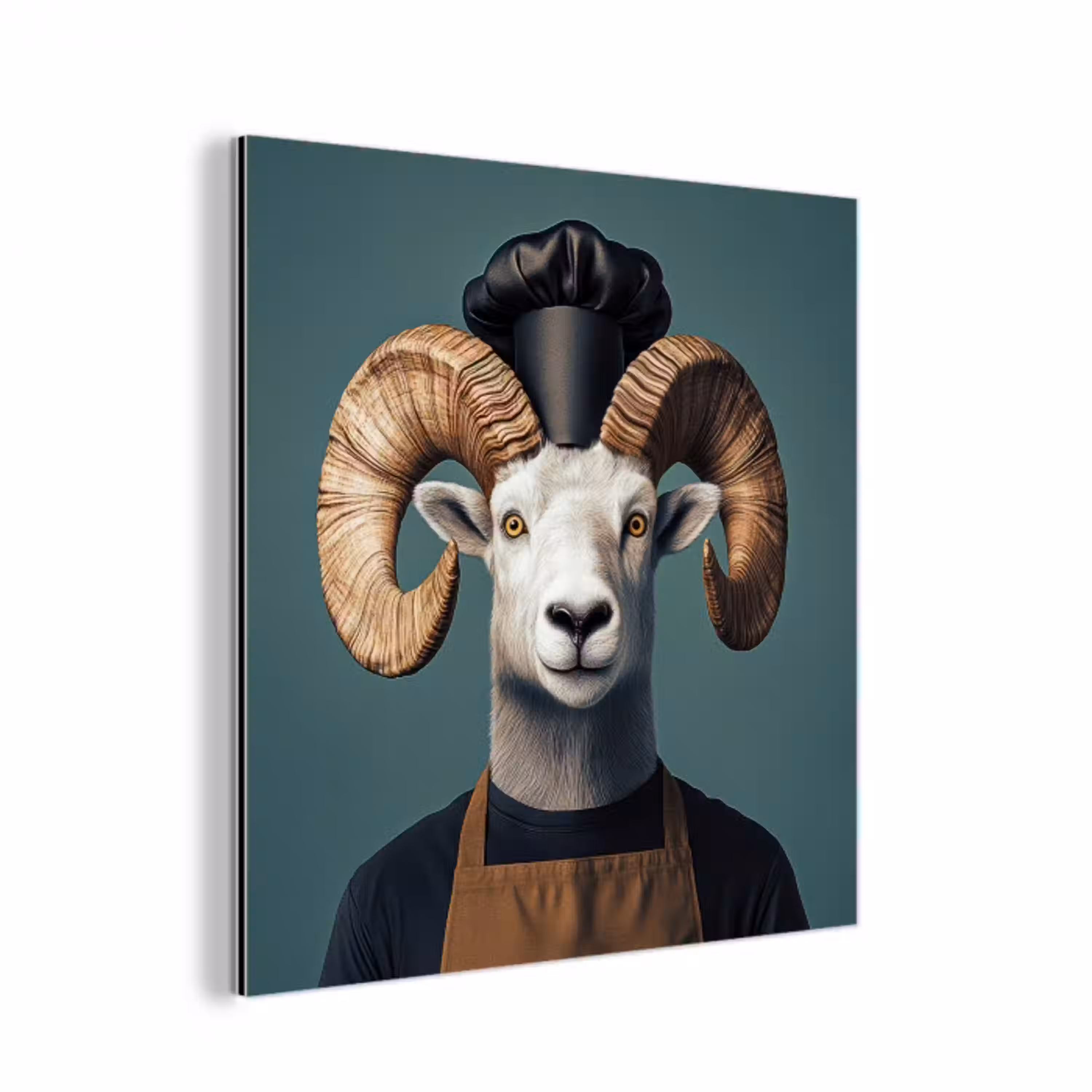 Geit - Hoorns - Kokskleding aluminium wit klein -3d