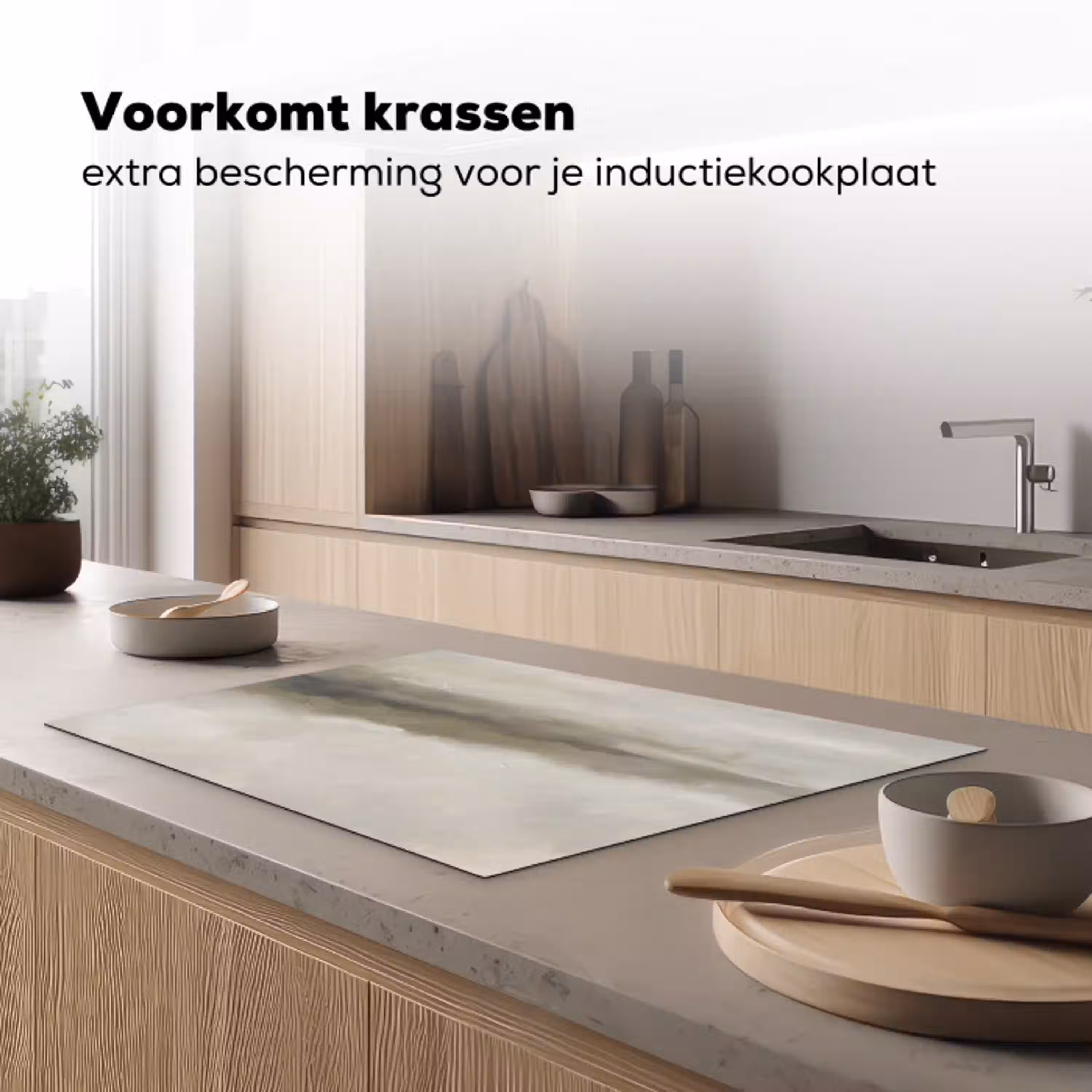 Abstract - Landschap - Nevel - Modern - Grijs Inductie beschermer vinyl 3mm klein -sfeer1
