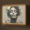 Vrouw - Kunst - Goud - Abstract - Glamour Light Box met batterij (Wandlamp) middel -z3d_website