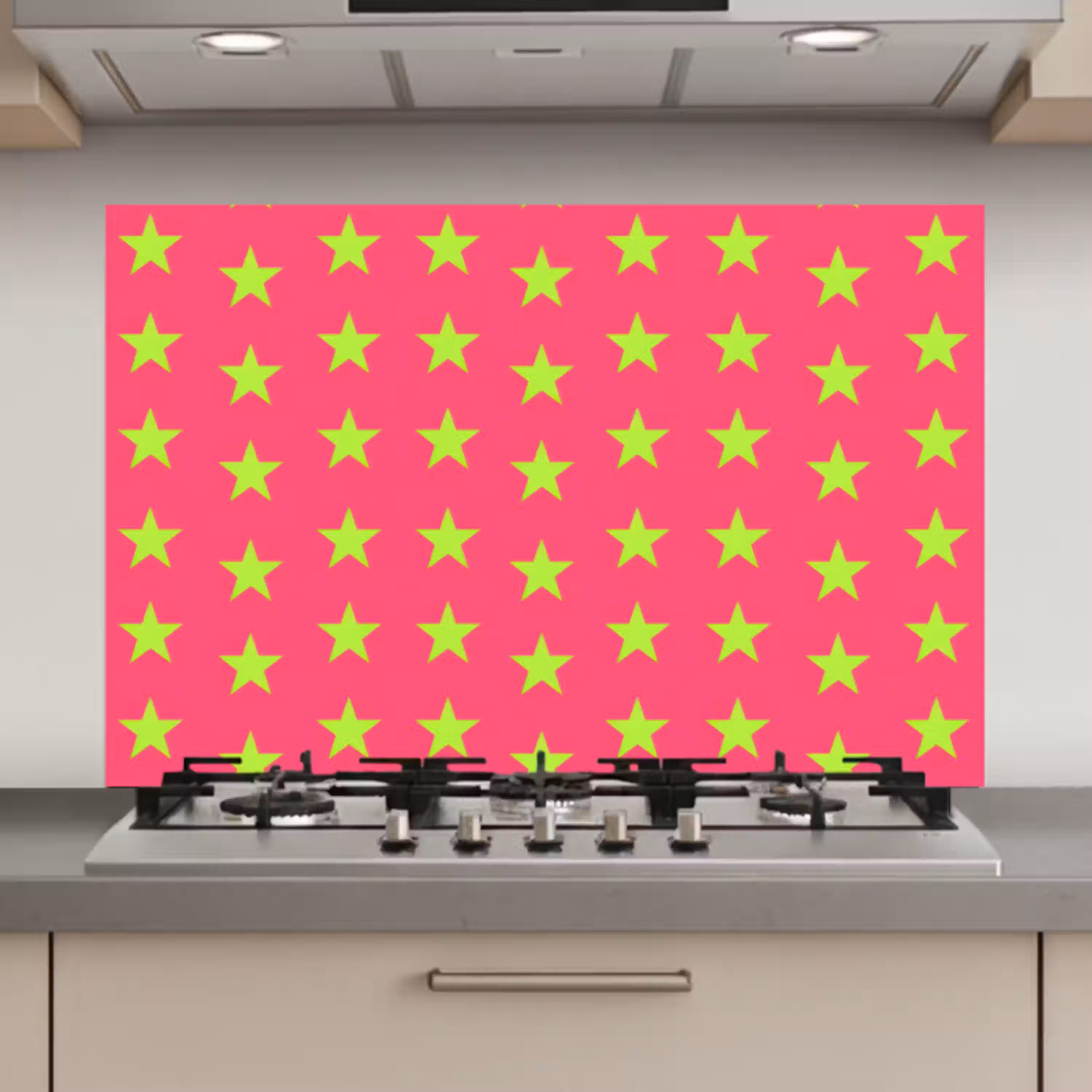 Sterren - Patroon - Roze keuken achterwand spatscherm klein 900 -3d_website