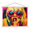 Zonnebril - Roze - Vrouw - Rietje textielposter latten blank klein -3d
