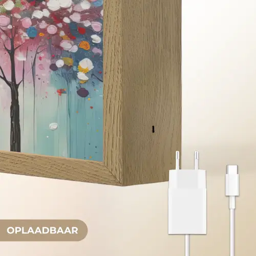 Kunst - Bomen - Natuur - Acryl Light Box met batterij (Wandlamp) middel -USP_websiteoplaadbaarNL