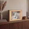 Doorkijk - Paard - Wit - Winter - Sneeuw - Dieren Light Box met batterij (Wandlamp) middel -sfeer2