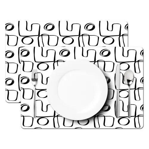 Geometrie - Zwart - Wit Placemat vinyl groot 368 -zzsfeer2_Kitchenyeah-website