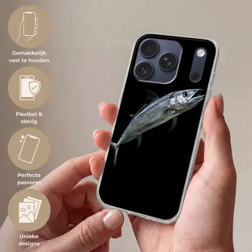 Makreel - Vis - Zwart Telefoonhoesje iPhone 17 Pro klein -sfeer3_NL