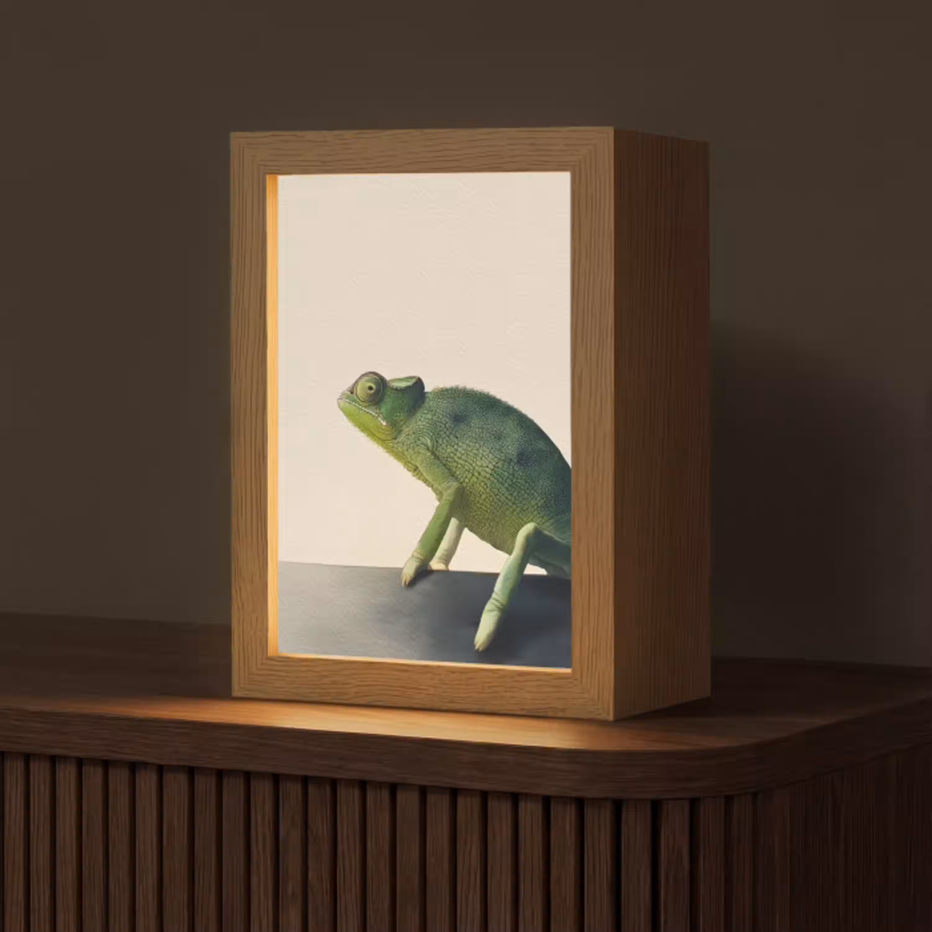 Kameleon - Groen - Minimalistisch Light Box met kabel (Tafellamp) klein -z3d_website