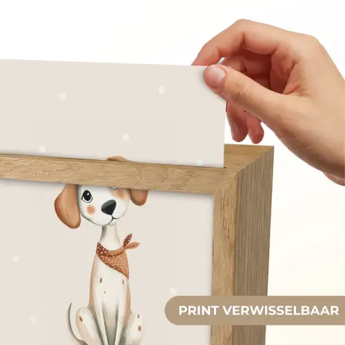 Hond - Pup - Beige - Stippen Light Box met kabel (Kinderlampje) klein -USP_websiteprintNL