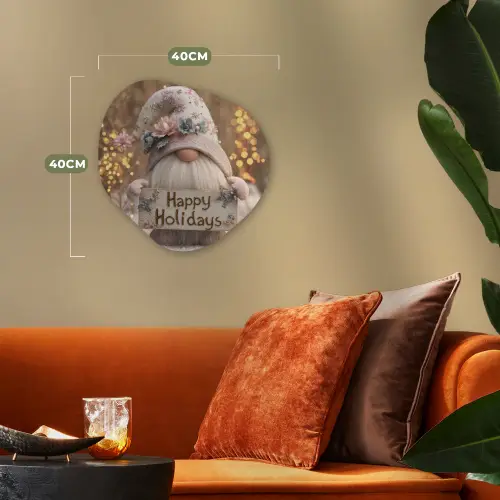 Kerst - Gnome - Bord - Kleurrijk Wandcirkel Organisch Forex 3mm klein -sfeer3