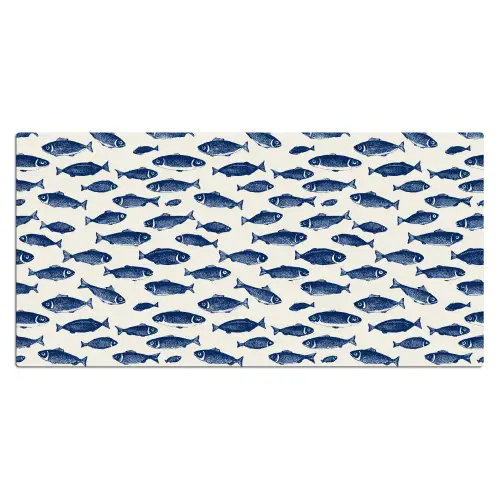 Vissen - Patroon - Blauw - Wit Muismat XXL klein 681 -3d_leeg