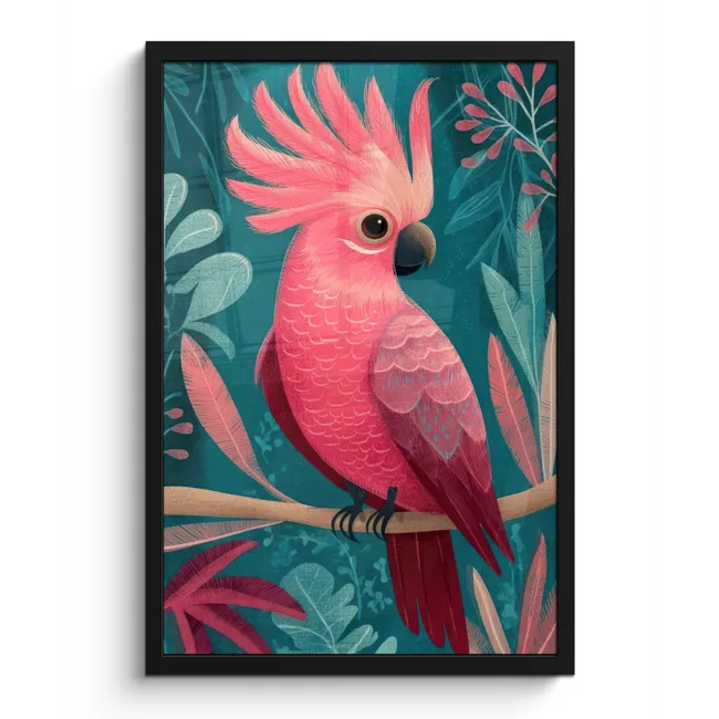 Poster met lijst - Kaketoe - Tropische bladeren - Tak