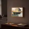 Abstract - Goud - Brons - Groen - Vormen - Modern Light Box met batterij (Wandlamp) middel -sfeer1