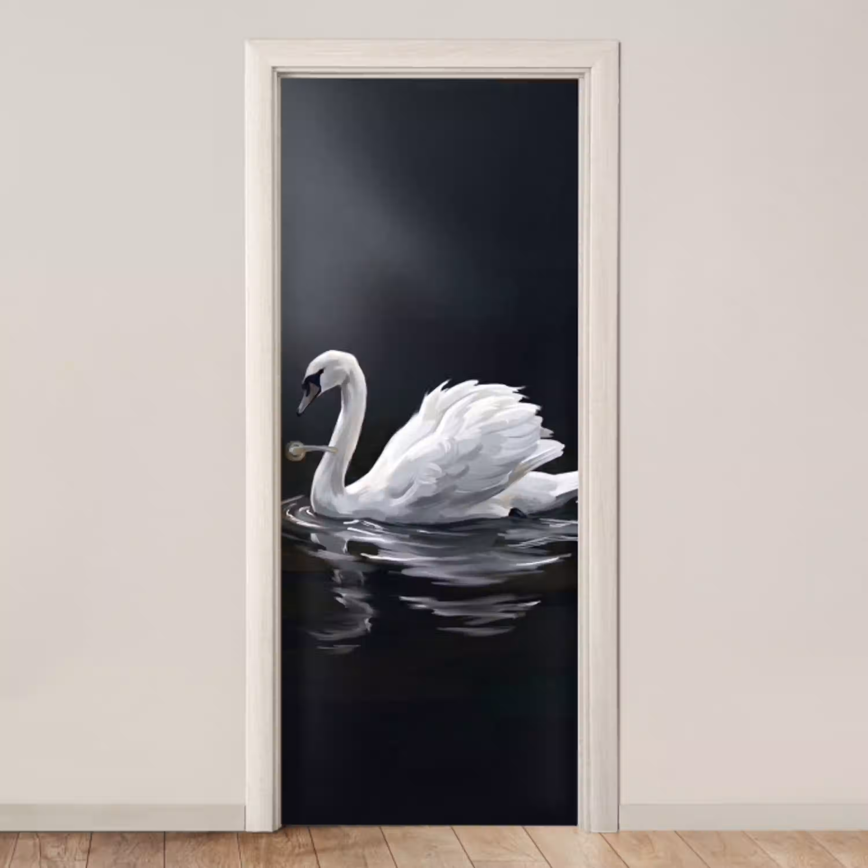 Zwaan - Water - Natuur - Realistisch - Wit deurposter klein -3d_beige