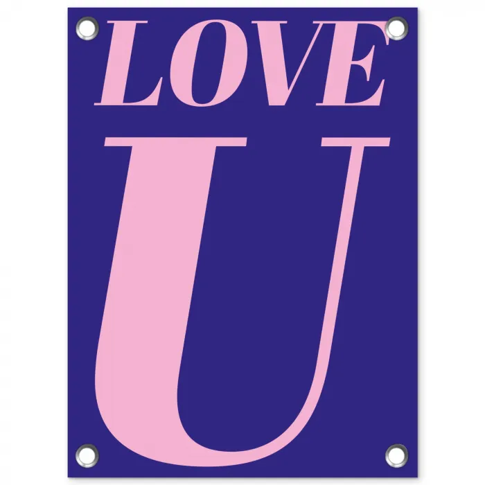 Love - Blauw - Valentijn tuinposter los doek klein -3d