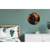 Schotse hooglander - Zwart - Koe - Hoorn - Dieren Wandcirkel aluminium klein -slaapkamer