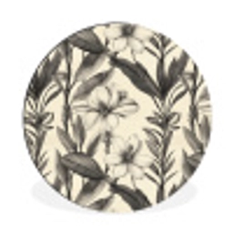 Klassiek - Botanisch - Zwart - Beige Wandcirkel aluminium klein 190 -3d
