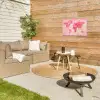 Wereldkaart - Roze - Vaag Tuinposter op houten frame 2 cm dik klein -sfeer2