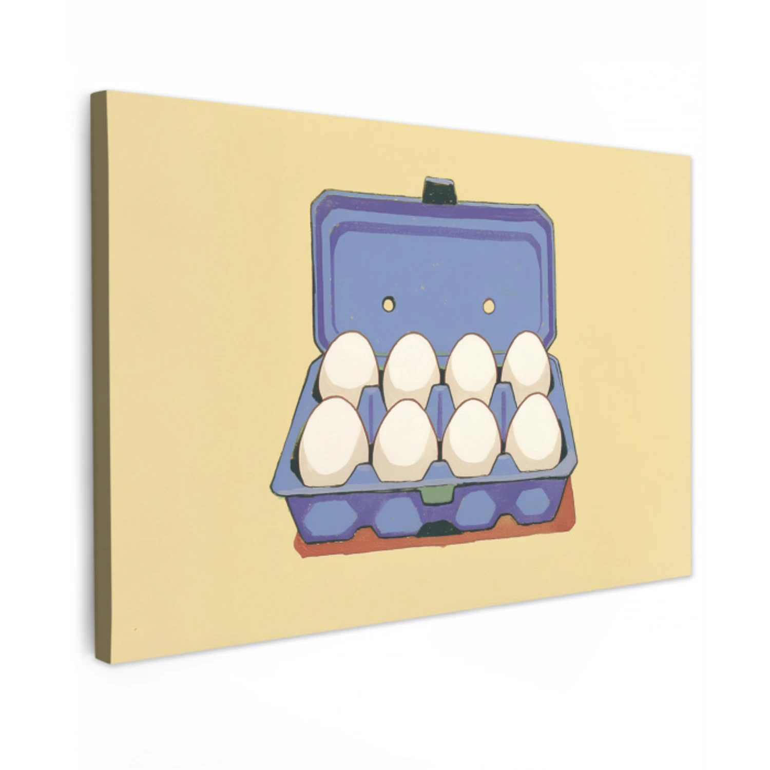 Eieren - Doos - Minimalistisch - Blauw Tuinposter op houten frame 2 cm dik klein -3d