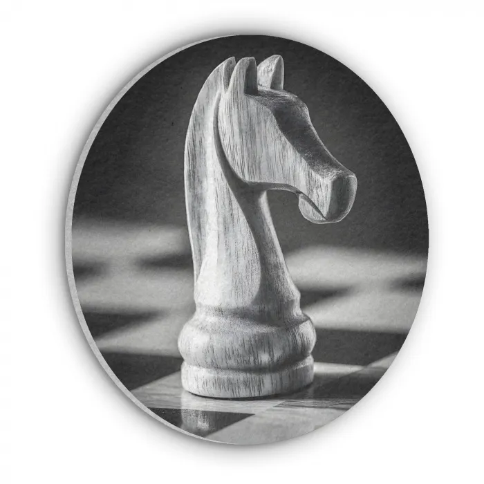 Paard - Hout - Schaalbord - Zwart Akoestische PET Vilt - Rond klein -3d
