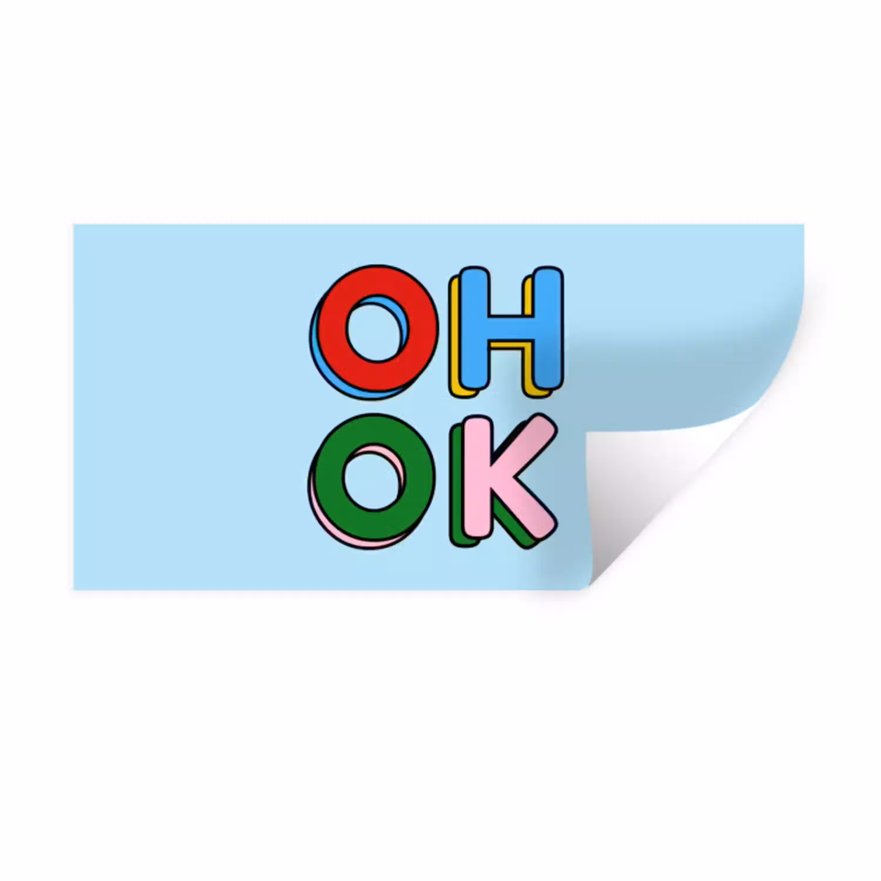 Oh ok - Blauw - Kleurrijk Muursticker klein -3d