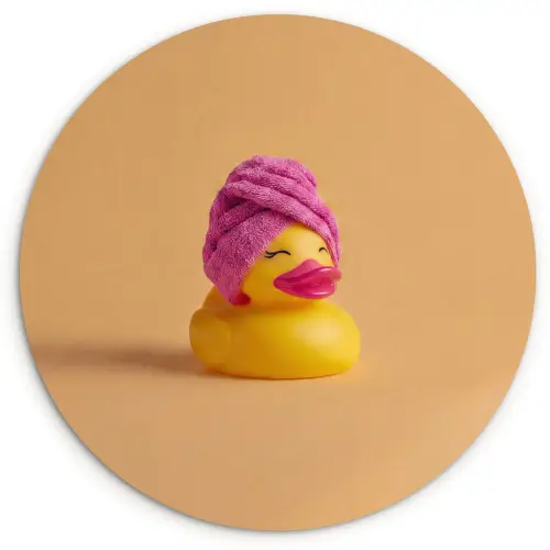 Badeend - Handdoek - Kleurrijk Wandcirkel kunststof plaat 5mm dik klein -3d