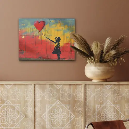 Banksy - Kunst - Graffiti - Meisje - Street art PET vilt klein -sfeer4
